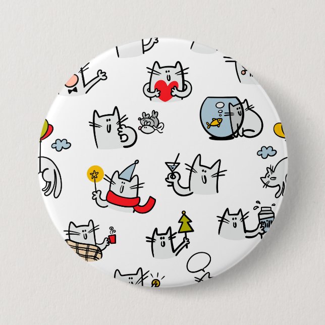 Funny cats, milk and magic. 7.5 cm round badge (Front)
