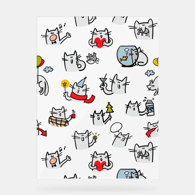 Funny cats, milk and magic. acrylic sign (Front)