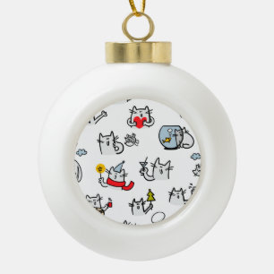 Funny cats, milk and magic. ceramic ball christmas ornament