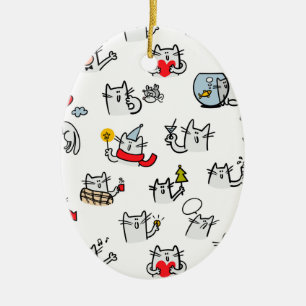 Funny cats, milk and magic. ceramic tree decoration