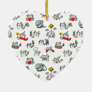 Funny cats, milk and magic. ceramic tree decoration