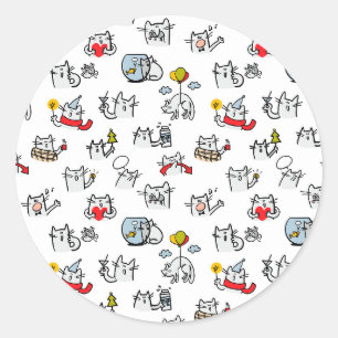 Funny cats, milk and magic. classic round sticker