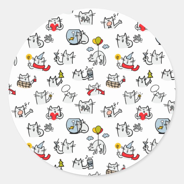 Funny cats, milk and magic. classic round sticker (Front)