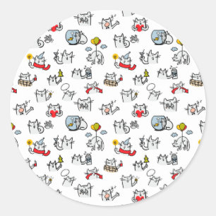 Funny cats, milk and magic. classic round sticker