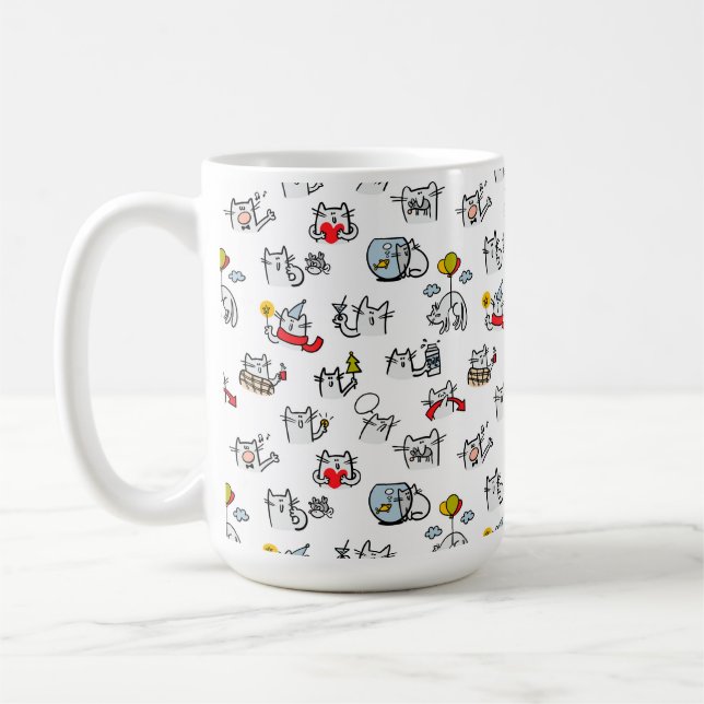 Funny cats, milk and magic. coffee mug (Left)