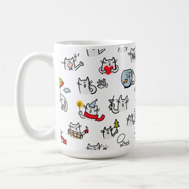 Funny cats, milk and magic. coffee mug (Left)
