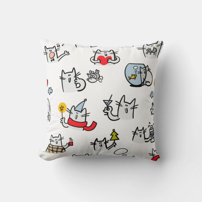 Funny cats, milk and magic. cushion (Front)
