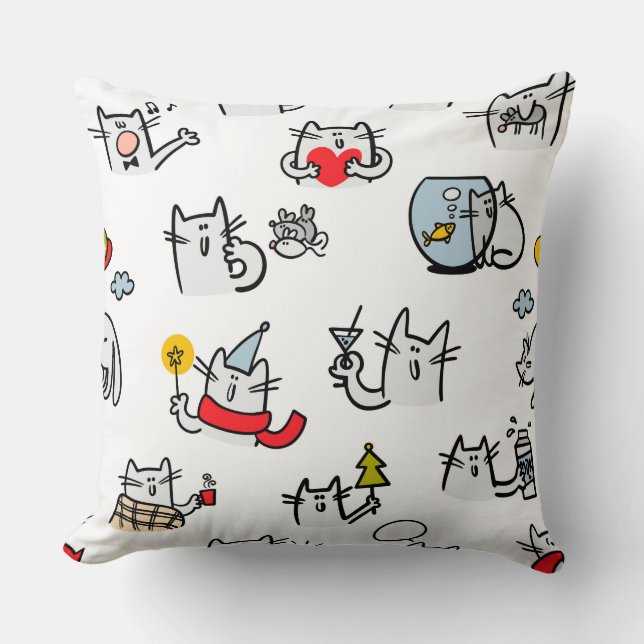 Funny cats, milk and magic. cushion (Front)