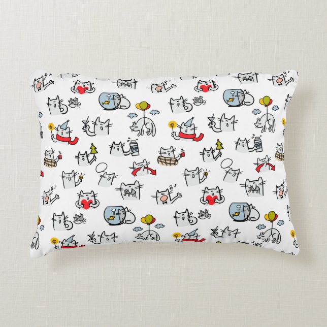 Funny cats, milk and magic. decorative cushion (Front)