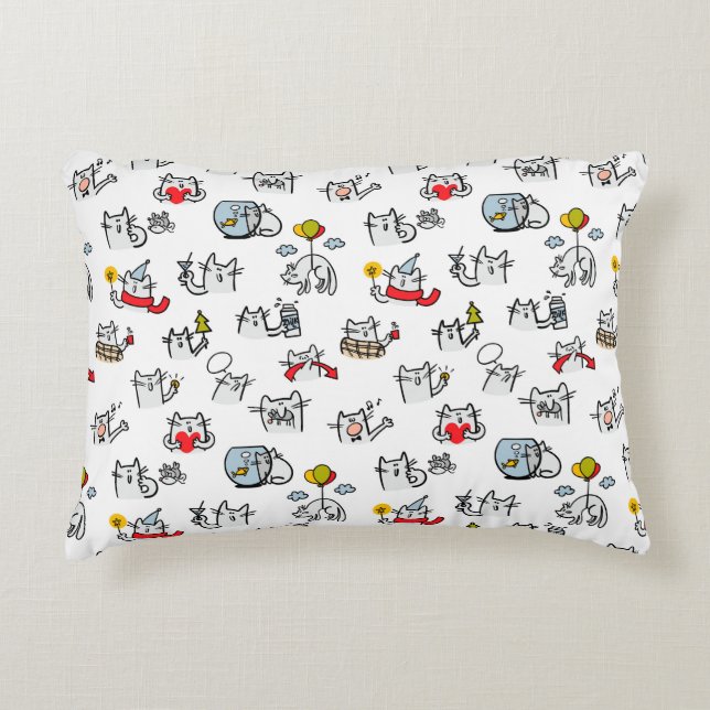 Funny cats, milk and magic. decorative cushion (Front)