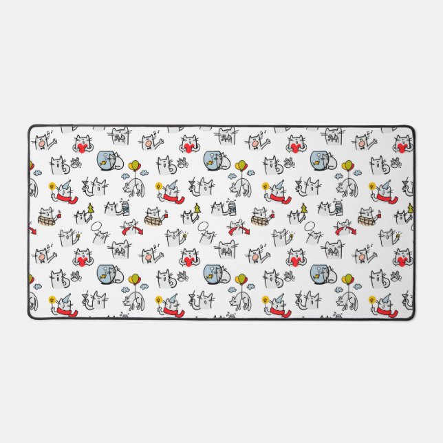 Funny cats, milk and magic. desk mat (Front)