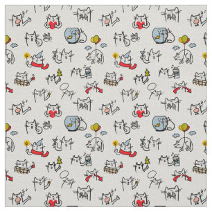 Funny cats, milk and magic. fabric