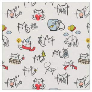 Funny cats, milk and magic. fabric
