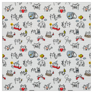 Funny cats, milk and magic. fabric
