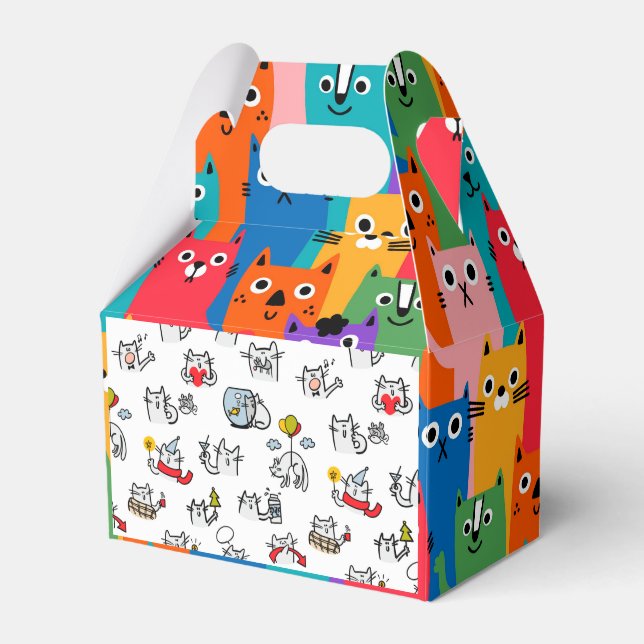 Funny cats, milk and magic. favour box (Front Side)
