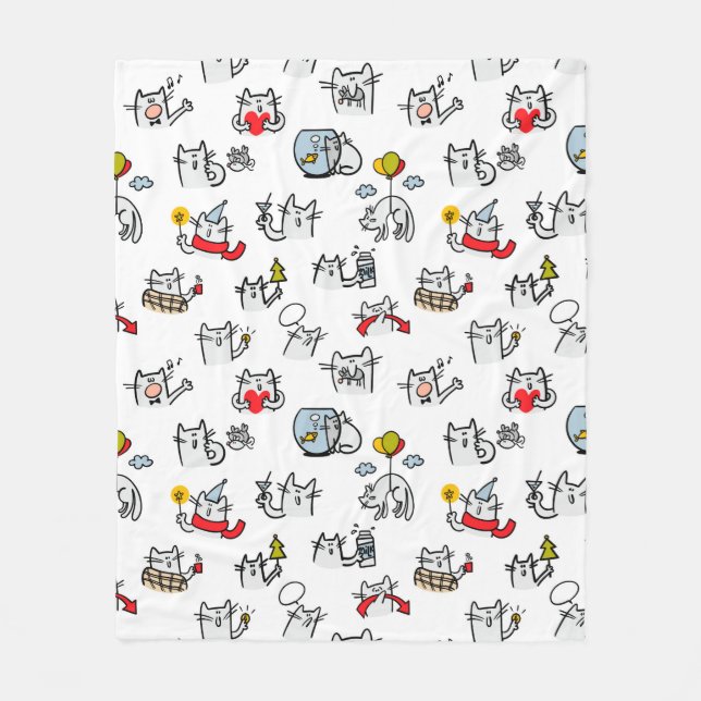 Funny cats, milk and magic. fleece blanket (Front)