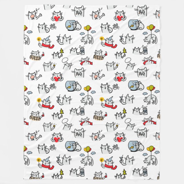 Funny cats, milk and magic. fleece blanket (Front)
