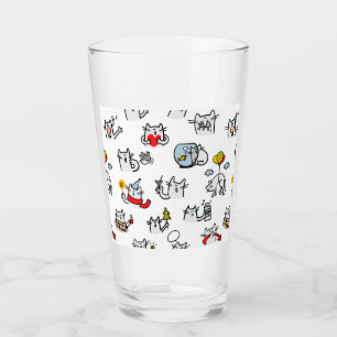 Funny cats, milk and magic. glass