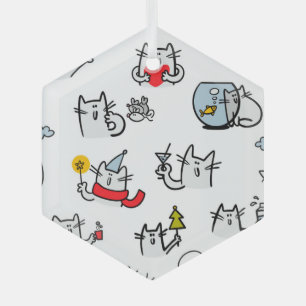 Funny cats, milk and magic. glass tree decoration