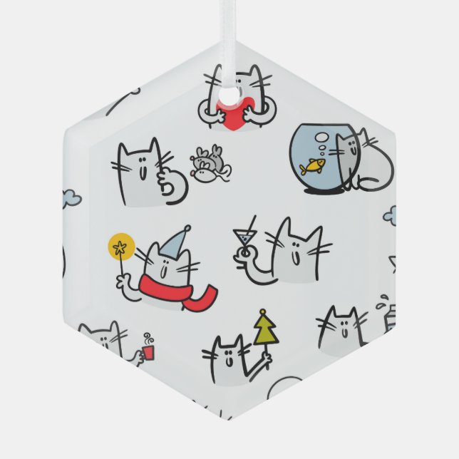 Funny cats, milk and magic. glass tree decoration (Front)