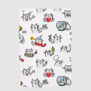 Funny cats, milk and magic. golf towel