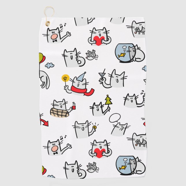 Funny cats, milk and magic. golf towel (Front)