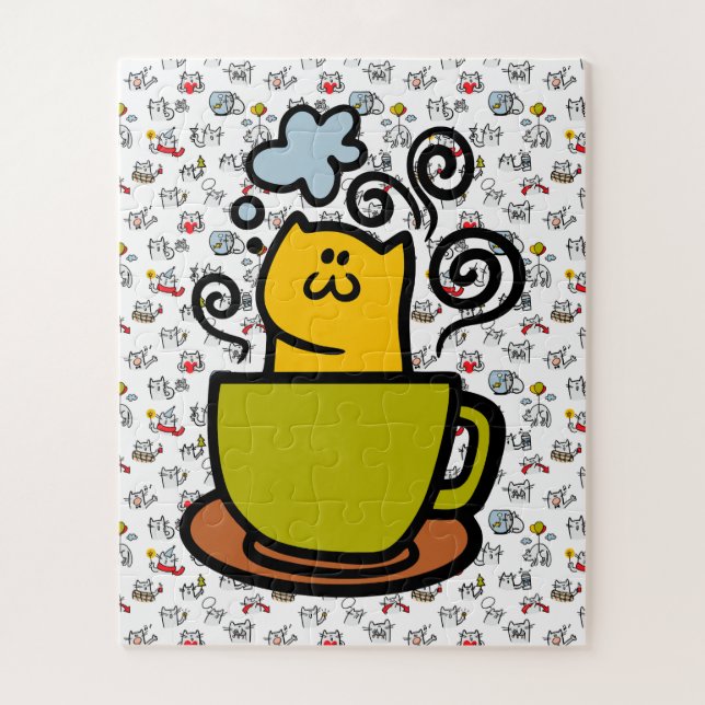 Funny cats, milk and magic. jigsaw puzzle (Vertical)