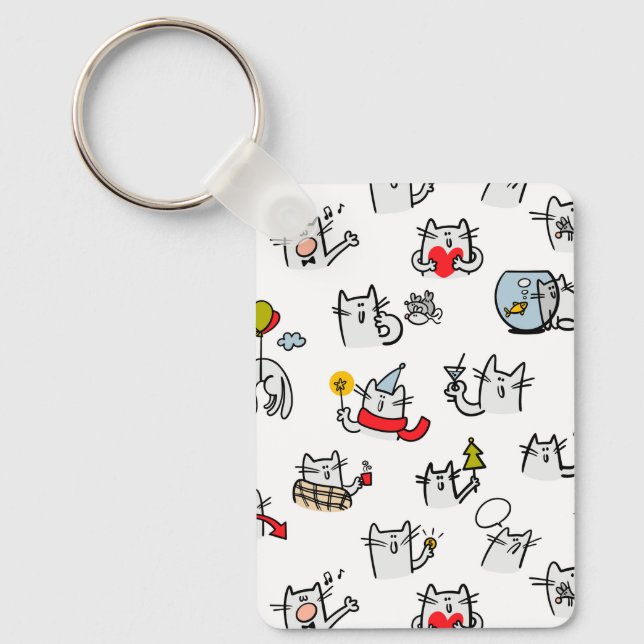 Funny cats, milk and magic. key ring (Front)