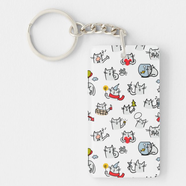 Funny cats, milk and magic. key ring (Front)