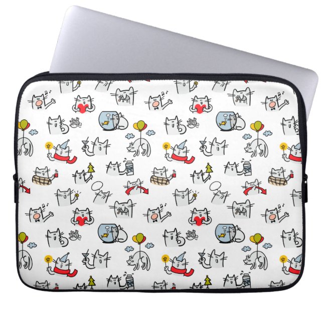 Funny cats, milk and magic. laptop sleeve (Front)