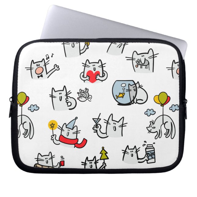 Funny cats, milk and magic. laptop sleeve (Front)