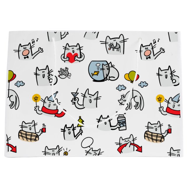 Funny cats, milk and magic. large gift bag (Front)