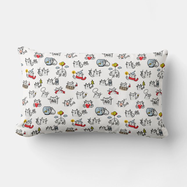 Funny cats, milk and magic. lumbar cushion (Front)
