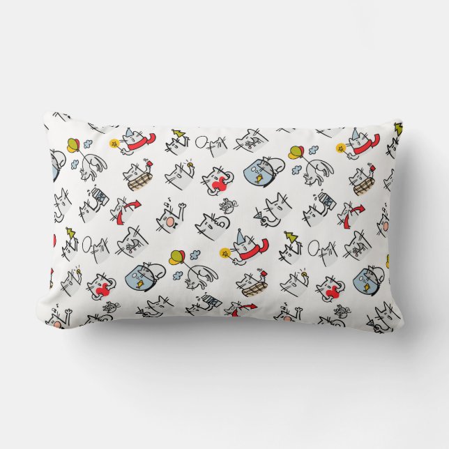 Funny cats, milk and magic. lumbar cushion (Front)