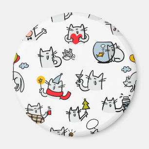 Funny cats, milk and magic. magnet