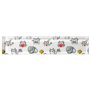 Funny cats, milk and magic. nameplate