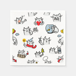 Funny cats, milk and magic. napkin