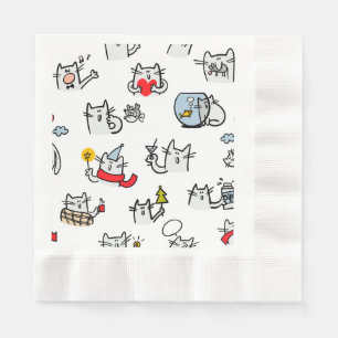 Funny cats, milk and magic. napkin