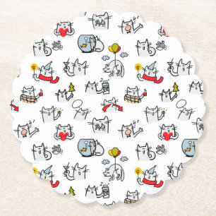Funny cats, milk and magic. paper coaster