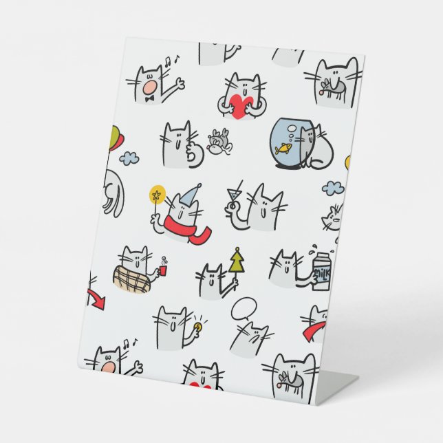 Funny cats, milk and magic. pedestal sign (Front)