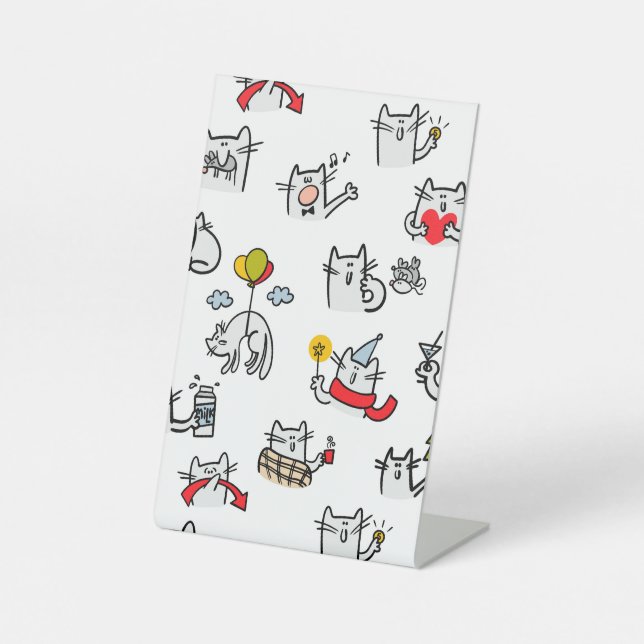 Funny cats, milk and magic. pedestal sign (Front)