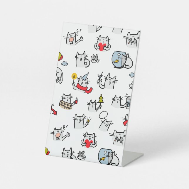 Funny cats, milk and magic. pedestal sign (Front)