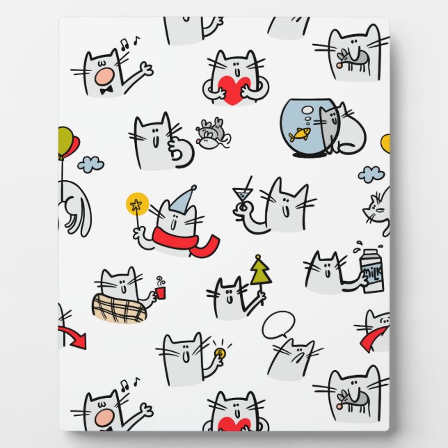 Funny cats, milk and magic. plaque (Front)