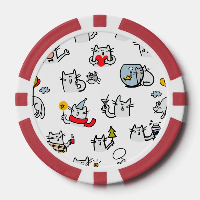 Funny cats, milk and magic. poker chips (Front)
