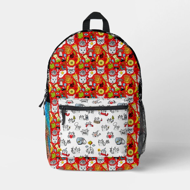 Funny cats, milk and magic. printed backpack (Front)