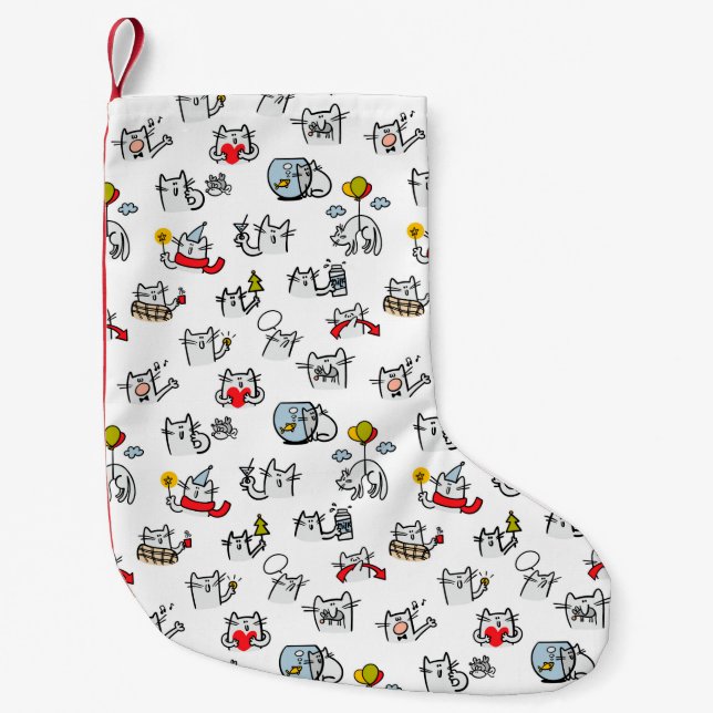 Funny cats, milk and magic. small christmas stocking (Front)
