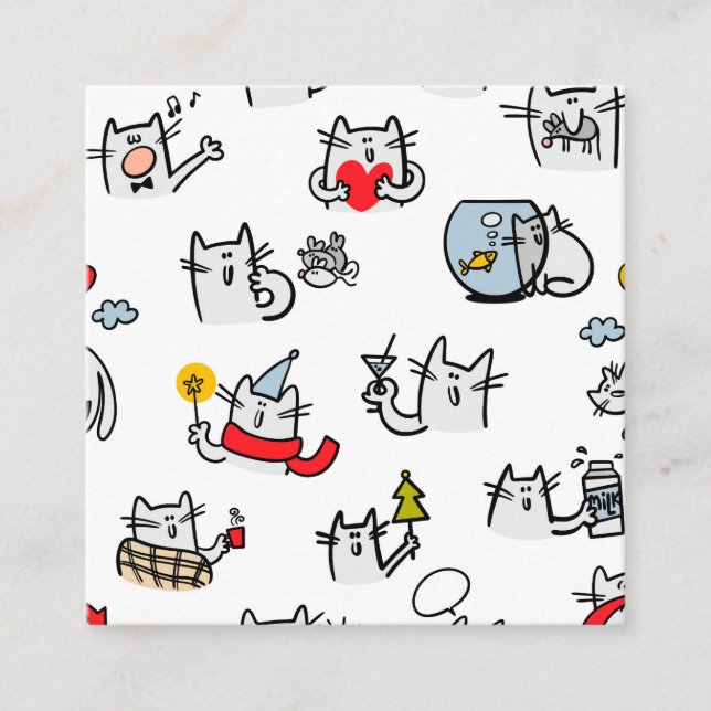 Funny cats, milk and magic. square business card (Front)