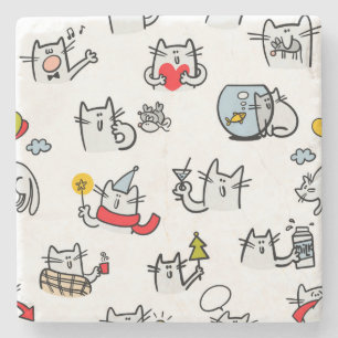 Funny cats, milk and magic. stone coaster