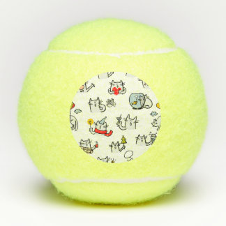 Funny cats, milk and magic. tennis balls