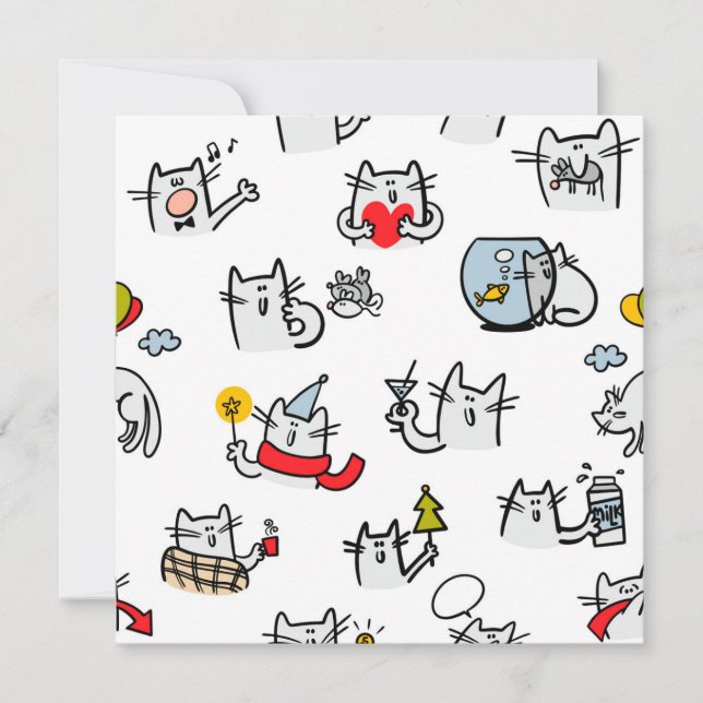 Funny cats, milk and magic thank you card (Front)